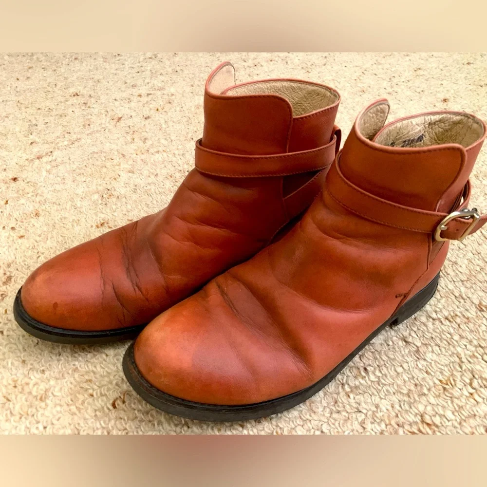 Hush Puppies Brown Leather Ankle Boots Size 6 - Picture 1 of 8